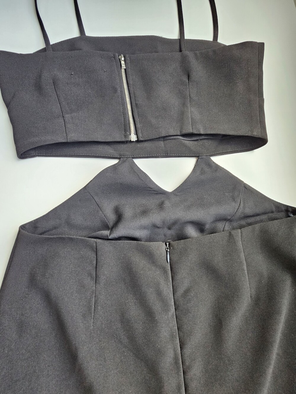 Vintage Intrigue Couture Black Cutout Low Waist Mid Length Dress Circa 1990 - Picture 4 of 16